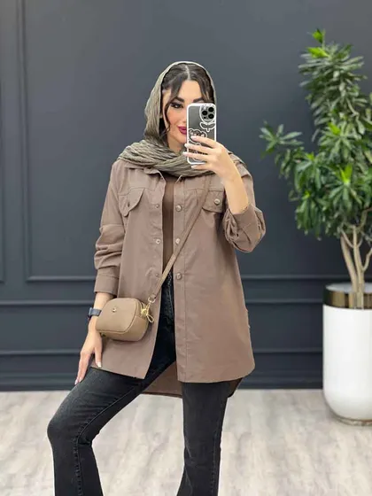مانتو لینن جیب نما بغل سه دکمه