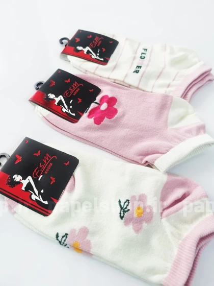 جوراب مچی نخ پنبه طرح گل