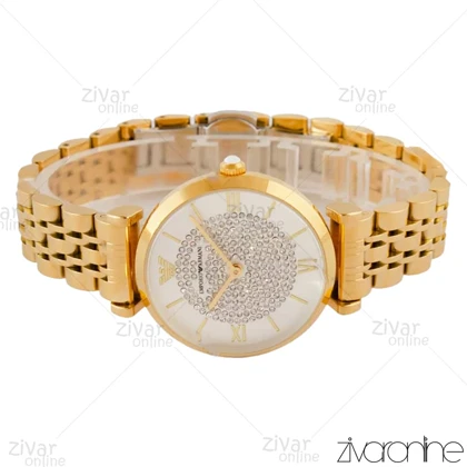 ساعت امپریو آرمانی زنانه طلایی صفحه نگینی 104398