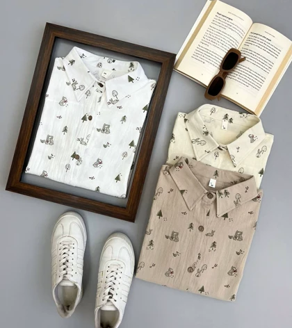 شومیز مانتویی کنف کاج کد 3560