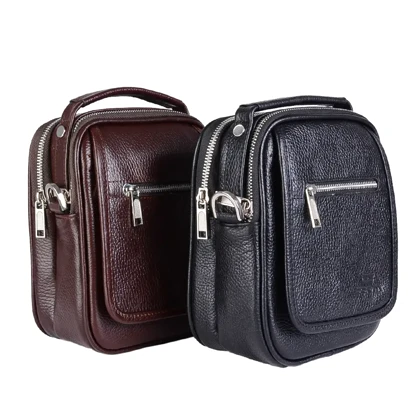 کیف دوشی چرم دو زیپ مردانه