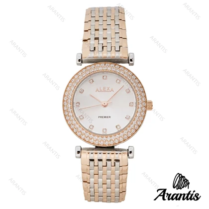 ساعت الکسا Premier 0105 زنانه دورنگ رزگلد نقره ای دورنگین w-10111