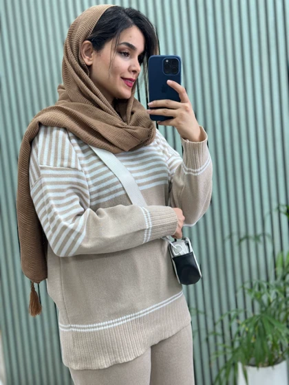 ست مانتو شلوار بافت نیکی