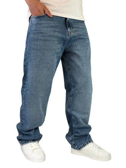 شلوار جین مردانه بگ استایل رنگ آبی روشن کد 00349