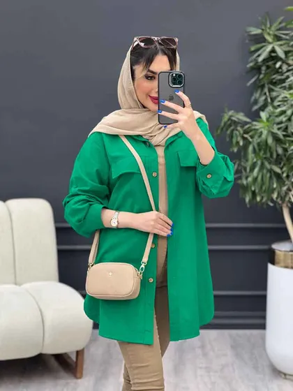 مانتو جیب نما بغل سه دکمه