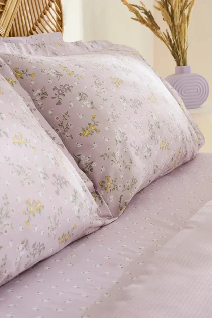 سرویس روتختی پیکه دو نفره Karaca Home مدل Noa بامبو و پنبه - بادمجانی روشن