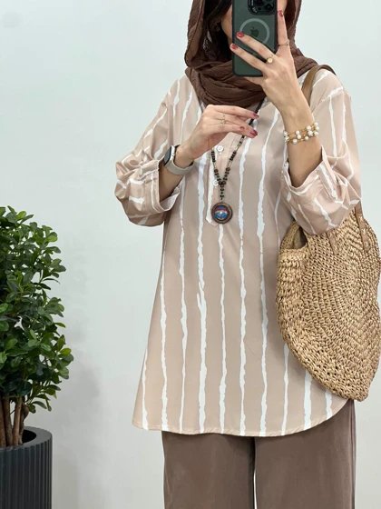 تونیک مانتویی جلوبسته پری کد 3031