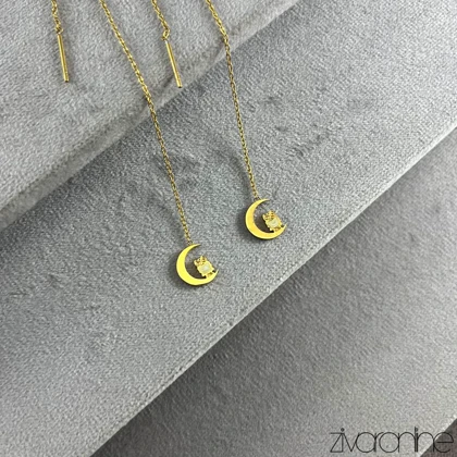 گوشواره زنانه بخیه ای مدل ماه و جغد 20423