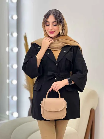 بارانی جیب پاکتی کمر دار