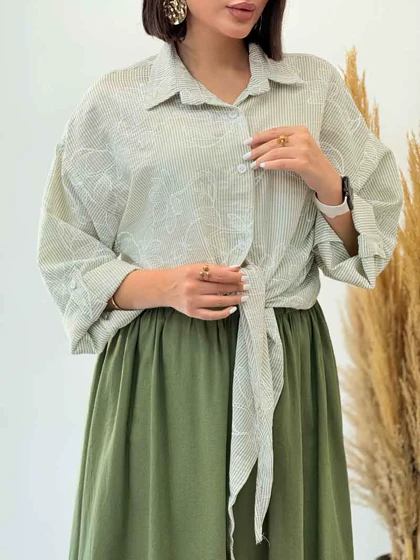 شومیز طرح دار گره‌ای