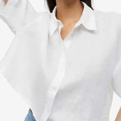 شومیز زنانه آستین کوتاه لینن اچ اند ام H&M