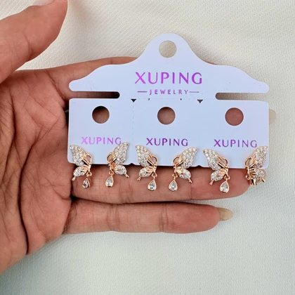 گوشواره پروانه برجسته نگین‌دار ژوپینگ