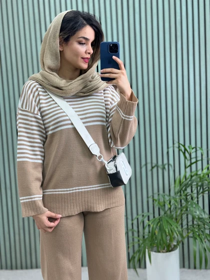 ست مانتو شلوار بافت نیکی