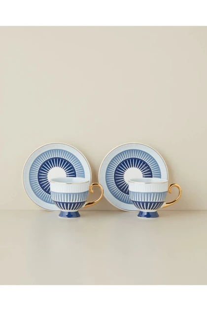 فنجان قهوه دو نفره English Home مدل Marivella Bone China - آبی