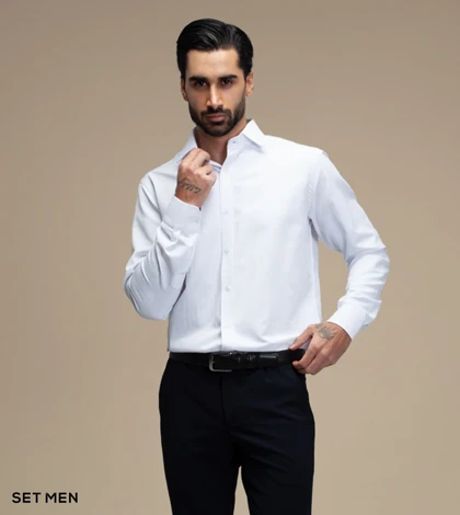 پیراهن مردانه آستین بلند طرح جناغی