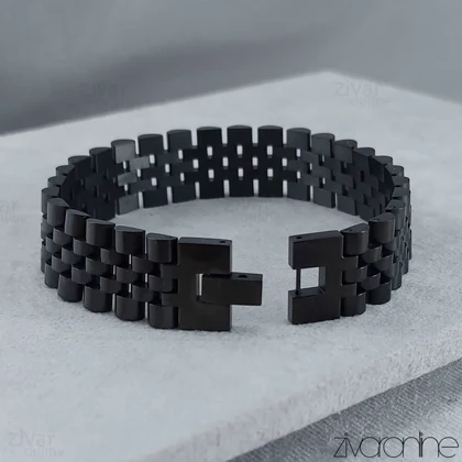 دستبند رولکس مردانه پهن مشکی 40153