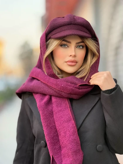ست هشت ترک و شال فوتر آلبالویی