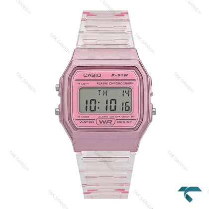 ساعت کاسیو F-91WS-4 نوستالژی صورتی شیشه ای Casio-7650-U