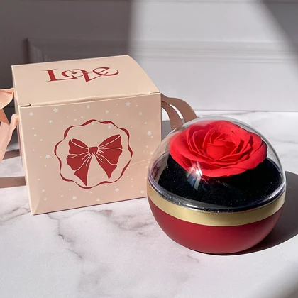 باکس گل جاودان گرد قرمز