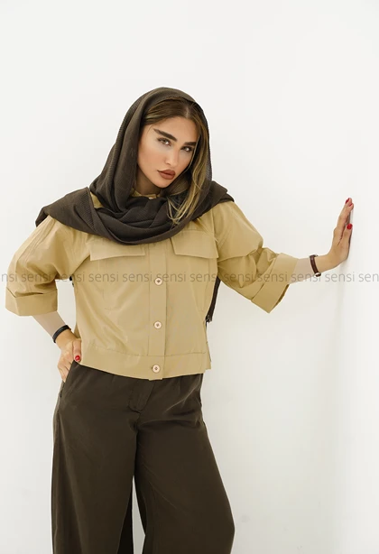 شومیز لینن دوجیب کد1006193