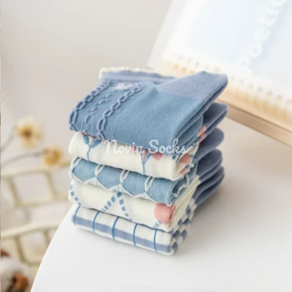 پک 5 جفتی جوراب مچی طرح گل