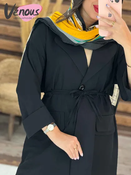 مانتو تک دکمه کمرگت دار