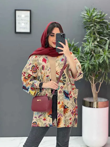 مانتو طرح دار کوک دوزی بغل پاگن