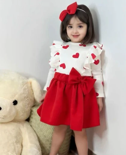 بلوز دامن بچگانه قلبی