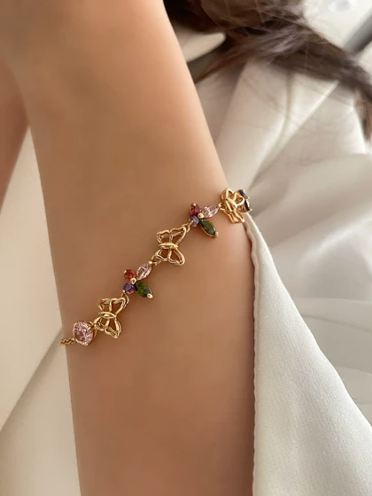 ست دستبند و گوشواره نگین رنگی ژوپینگ