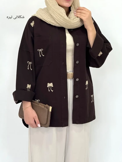 مانتو کتان کاغذی گلدوزی papion