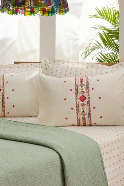 سرویس روتختی پیکه دو نفره Karaca Home مدل Elvra Nish Set پنبه - چندرنگ
