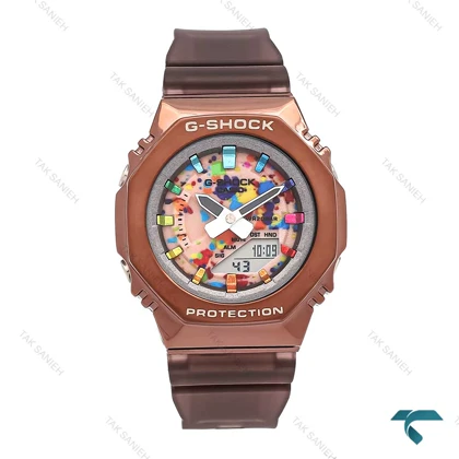 ساعت جی شاک GM-S2100 زنانه قهوه ای صفحه رنگین کمانی G-shock-6387-L