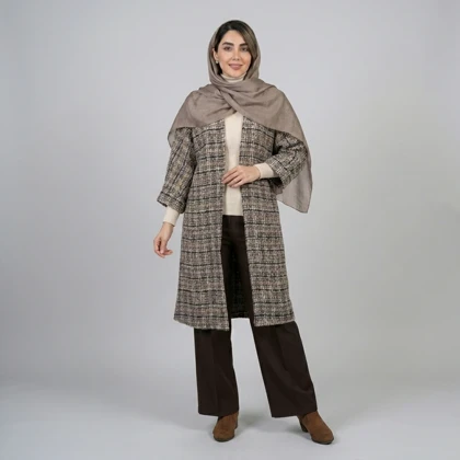 مانتو زنانه چهارخونه شانل ترک پاییزی کد 34