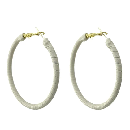 گوشواره زنانه مدل اسپیرو طرح حلقه‌ای بزرگ با بافت مارپیچی کرم