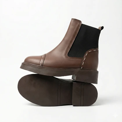 نیم بوت بغل دوخت قهوه ای کد 294979