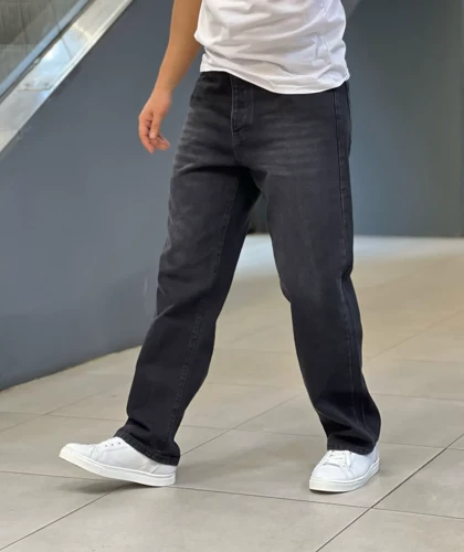 شلوار بگ ذغالی بدون زاپ مردانه پارچه کجراه