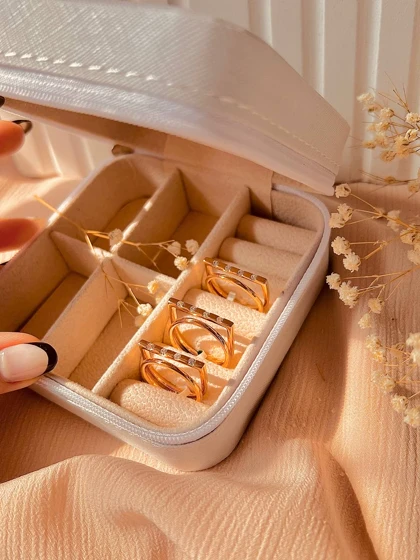 انگشتر حلقه خطی نگینی ژوپینگ