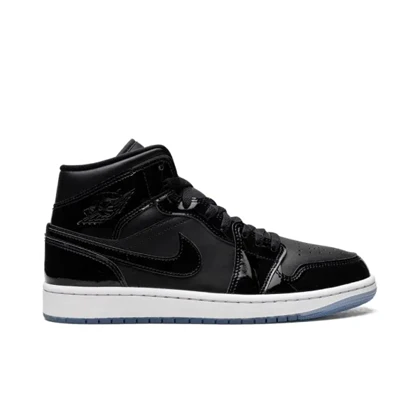 کفش نایک ایر جردن وان ساق‌دار ورنی اسپیس جم مشکی سفید Nike Air Jordan 1 High Space Jam Black White