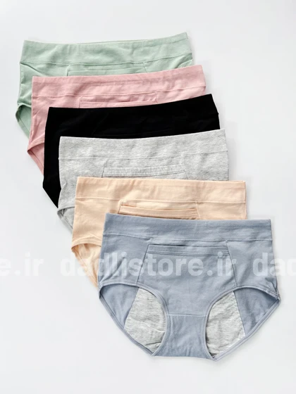 شورتکس قاعدگی نخ پنبه جیب‌دار ساده