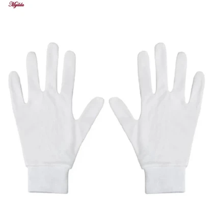 دستکش زنانه طاها طب مدل نخی مچ دار رنگ سفید کد 5291- 2 جفت