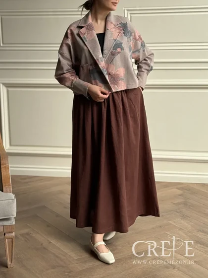 کراپ دامن لینن گل‌دار