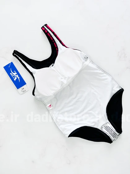 مایو یک تکه اسلیپ کاپ‌دار طرح مشکی و قرمز ZX