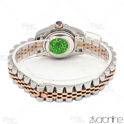 ساعت رولکس دیت جاست زنانه رزگلد نقره ای ایندکس خطی اسمال 106118