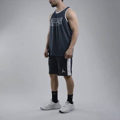 ست رکابی و شلوارک بسکتبالی ورزشی مردانه جردن مدل PY-JDI-4L1158 طوسی تیره