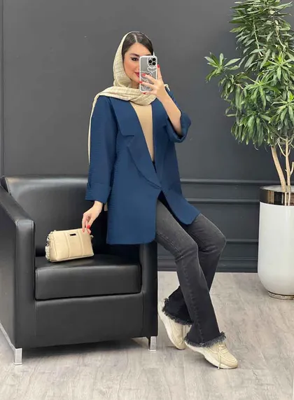 مانتو حصیری آستین برش‌دار