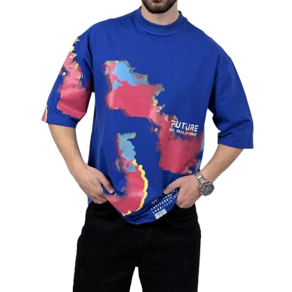 تیشرت آستین کوتاه مردانه آبی دونخ مدل MAP