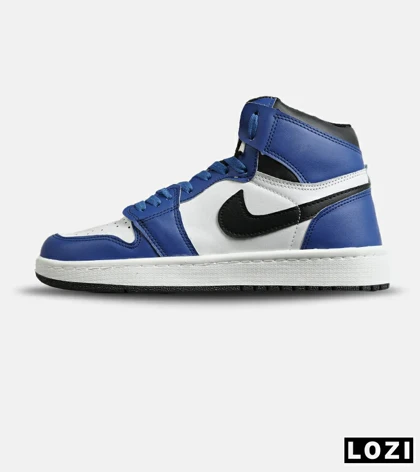 کفش کتانی ساق‌دار مردانه و زنانه مشکی سفید آبی NIKE jordan 1 مدل 7699