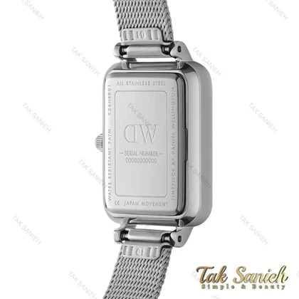 ساعت دنیل ولینگتون زنانه کوادرو سیلور صفحه سفید نگین‌دار DW-4316-L