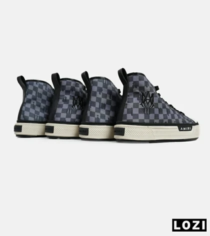 کفش اسنیکرزساق‌دار مشکی خاکستری Amiri Checkered مدل 5982