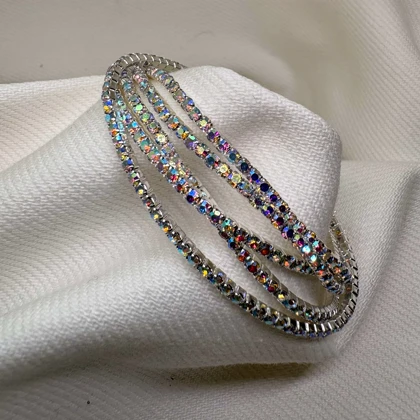 دستبند استیل طرح «تنیسی» هفت رنگ | تک‌ردیفه (فروش دانه‌ای)